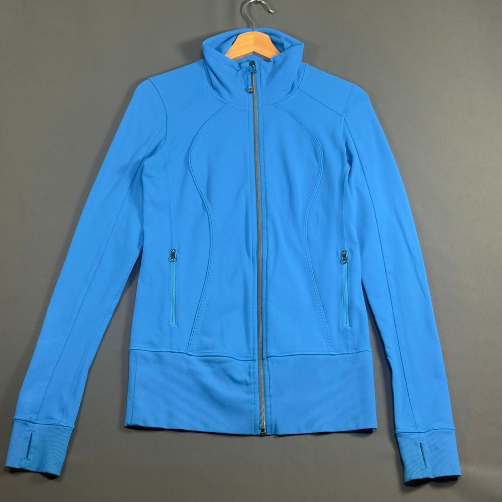 Lululemon Define Jacket Blue Luon Full Zip Thumbholes Womens Size 6